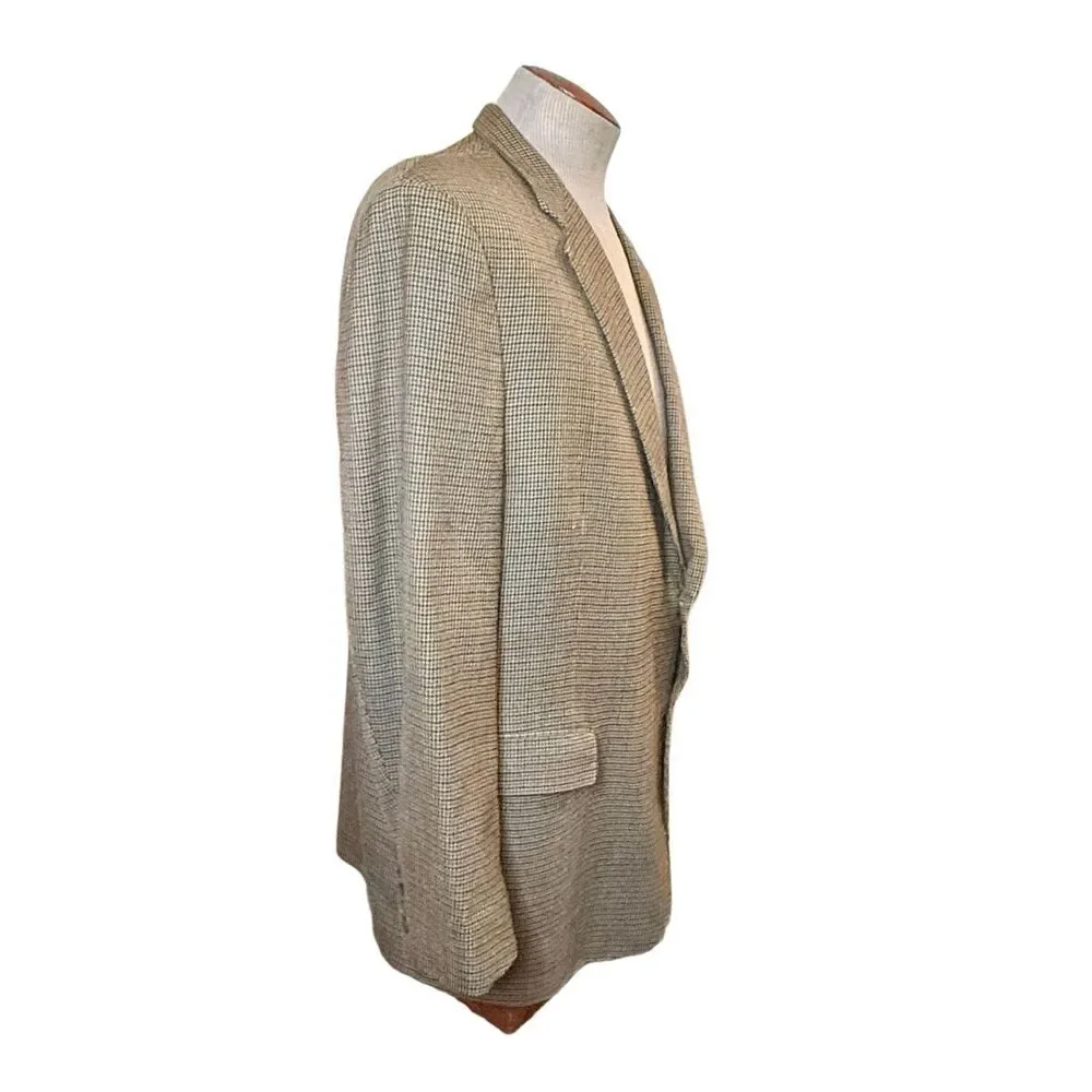 Hart Schaffner Marx 48R Wool Brown Black Sport Coat Blazer Houndstooth